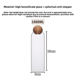 Toples gabus bersegel kaca borosilikat tinggi, untuk tampilan tahan lama kapasitas 500ml-2000ml cocok untuk penyimpanan sehari-hari - Product Image 6