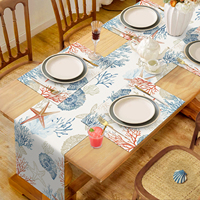 Ensemble de 4 sets de table nautiques, 12x18 pouces, sur le thème de l'océan, avec étoiles de mer et coraux, nappes de table lavables pour mariage