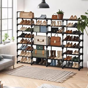 Étagère à chaussures à 9 niveaux en fer Organisateur de stockage <span class=keywords><strong>Placard</strong></span> 4 rangées Grande capacité 70 paires avec 18 crochets pour <span class=keywords><strong>garage</strong></span> Armoire à chaussures - Product Image 2