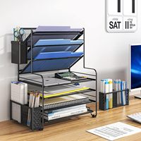 Organisateurs de bureau tendances simples et porte-fichiers, organisateur de papier de bac à lettres avec panier en métal