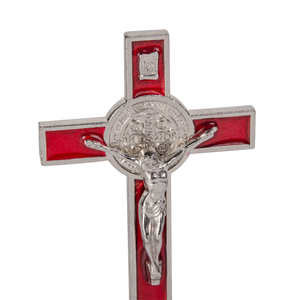 Collar Católico con Crucifijo de San Benito de 2 Pulgadas de Alta Calidad con Base Roja - Product Image 3