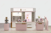 Kiosque à ongles de luxe Sundo, comptoir de présentation personnalisé pour bar à ongles, stand de manucure moderne avec vitrine en verre LED, métal et design