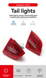 Nouveau feu arrière LED transparent 12V 8000 Lumens 5000K pour <span class=keywords><strong>Audi</strong></span> <span class=keywords><strong>A6</strong></span> <span class=keywords><strong>C6</strong></span> 2009-2011, feu stop de pare-chocs arrière - Product Image 5