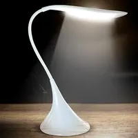 Lampu Meja LED Leher Angsa Modern Abadi Desain Fleksibel Putih Bertenaga Baterai 5V Rangka Plastik Tinggi 46cm Kamar Tidur & Ruang Tamu