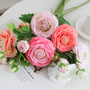 ช่อดอกบัวปลอม ดอกไม้ประดิษฐ์ ผ้าไหม คุณภาพสูง สีชมพู สีส้ม สีแดงกุหลาบ สำหรับตกแต่งงานแต่งงานและบ้าน - Product Image 4