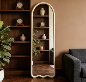 Espejo Decorativo de Tela Estilo Nórdico, Espejo de Pie de Cuerpo Entero con Marco de MDF y Material de Vidrio para Hogar y Cosmética - Product Image 6