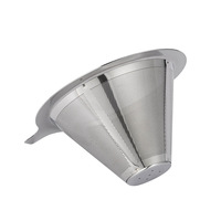 Filtre à café réutilisable en acier inoxydable 304, double couche 300 mailles, filtre conique fin pour cafetière, design moderne et minimaliste