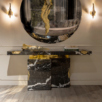 Table d'entrée en métal personnalisée haut de gamme de luxe léger Table de décoration d'art de couloir haut de gamme pour petit