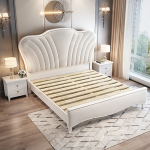 Простая конструкция, деревянная каркасная дешевая деревянная кровать, Современная двуспальная кровать, Роскошная мягкая кровать с хранением - Product Image 3