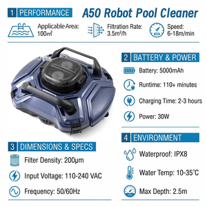 <span class=keywords><strong>Robot</strong></span> Limpiafondos Inalámbrico Automático para Piscina Aspiradora Robótica de Limpieza - Product Image 6
