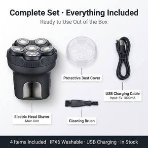 DOODA en STOCKS, <span class=keywords><strong>Afeitadora</strong></span> Eléctrica USB Impermeable IPX6, <span class=keywords><strong>Afeitadora</strong></span> Corporal con Cuchilla Magnética Flotante 6D para <span class=keywords><strong>Cabeza</strong></span> y Cara, con 2 Velocidades - Product Image 4