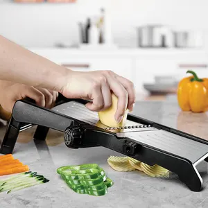 Pengiris Mandolin sayuran, pisau pemotong makanan dapur dapat diatur Manual Stainless Steel
