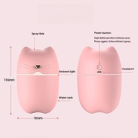 Humidificateur d'air de bureau mignon en forme de chat, 260 ml, lumière d'ambiance colorée, mini humidificateur silencieux