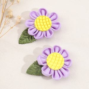 Barrettes à cheveux personnalisées pour enfants, motif dessin animé tournesol marguerite, faites à la main en tissu, accessoires mignons, vente chaude - Product Image 4
