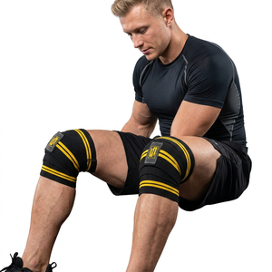 SAAR INDUSTRIES – Bandes de genou robustes et respirantes antidérapantes pour le fitness, protection avancée, fermeture auto-agrippante, caoutchouc naturel et PVC - Product Image 1