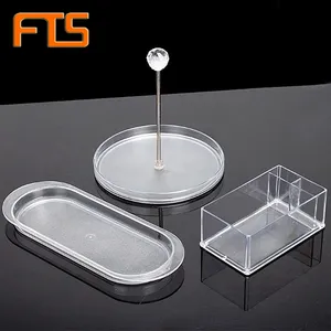 FTS Trays Serving Food Fruit Bar Customization Clear Drying Transparent Acrylic Catering Hotel Plastic Tray