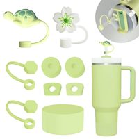 Fleur violette arc-en-ciel nuage bouchon de paille bouchon anti-fuite housse de couette en silicone réutilisable 40oz accessoires de tasse de voiture 9 pièces ensemble de tasse