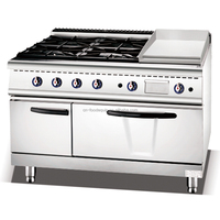 Cuisinière à gaz autoportante de 900mm Cuisinière à 4 brûleurs et gril Lave Rock avec four pour restaurant