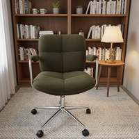 Chaise de bureau ergonomique moderne avec revêtement bouclé, dossier haut, pivotante, réglable en hauteur, avec accoudoirs rembourrés et roulettes en nylon
