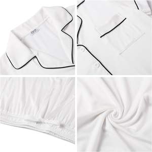 100% <span class=keywords><strong>pigiama</strong></span> da donna in bambù biologico Super morbido e comodo <span class=keywords><strong>pigiama</strong></span> <span class=keywords><strong>con</strong></span> bottone a manica corta - Product Image 3