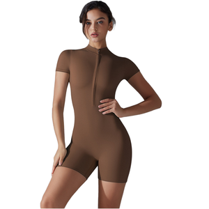 Sẵn Sàng Để Tàu Một Mảnh Tập Thể Dục Phòng Tập Thể Dục Dây Kéo Bodysuit Quần Short Thể Thao Tập Luyện Rompers Pilates Yoga Áo Liền Quần Cho Phụ Nữ - Product Image 1