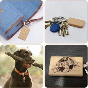 Porte-clés rectangulaires WOQI en bois de hêtre brut, prêts pour la gravure laser/la pyrogravure, avec anneaux fendus, pour cadeaux, vente en gros à prix abordable - Product Image 6