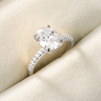 Bagues de fiançailles et de mariage OLAN Luxury 3,5 carats en argent sterling 925 plaqué rhodium, serties de moissanite ovale avec monture à griffes pour femmes