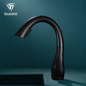 Grifo de fregadero con rociador extraíble de cuello de cisne de gama alta de manija única de fábrica, grifo de cocina negro extraíble - Product Image 2