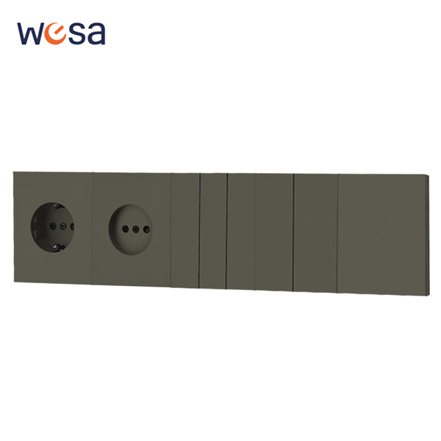 Wholesale Price Flexible Matching Grey EU Standard European Wall Electric Home Light Touch Push Button Modular Switches Socket