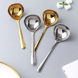 Cuillère à soupe DFU182 en acier inoxydable 304 de haute qualité, grande capacité, couleurs or et argent, 18,5 cm, 20 cm, 21 cm - Product Image 3