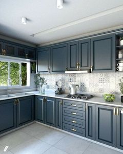 Cuisine modulaire européenne de luxe avec armoires pastel douces, rangement haut de gamme, finition élégante, style d'intérieur moderne - Product Image 3