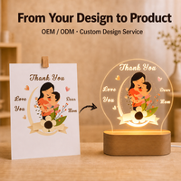 Lampe de nuit LED en acrylique personnalisée pour la famille, base en bois, lumière chaude, certifiée CE, cadeau pour les parents