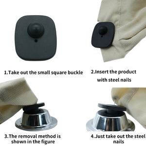 100 pièces d'étiquettes antivol rigides EAS RF 8,2 MHz 48*42 mm en ABS noir avec broche pour magasin de vêtements - Product Image 3