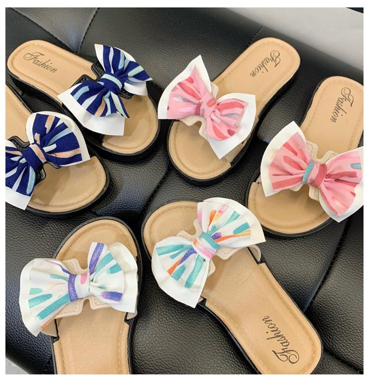 Indoor Flip Flops - Cute Children's Slippers with Bowknot