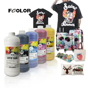 Fcolor Fabrikant 1000Ml Witte Overdracht Dtf Inkt Voor Epson L805 I3200 L1800 Xp600 Printer Afdrukken Op Het T-Shirt