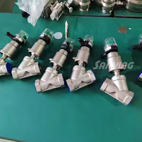 Katup Sudut Tipe Y Pneumatik SS316 dengan Seal PTFE, Rating Temperatur Tinggi, Aktuator Baja Tahan Karat untuk Media Dasar DN15-DN150