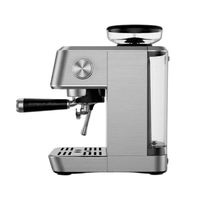 Machine à café semi-automatique durable avec boîtier entièrement métallique, 20 réglages de mouture, fonctionnement à une touche, pour le bureau et la maison, expresso, eau chaude, cafetière