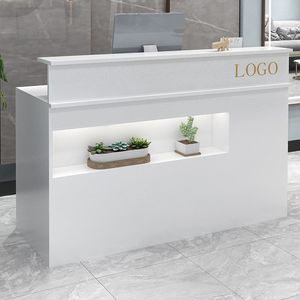 Moderno pequeño blanco alta calidad salón de belleza recepción escritorio barbería madera clavo personalizar <span class=keywords><strong>Spa</strong></span> Mesa frontal - Product Image 2