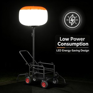 Tour d'éclairage LED portable à moteur diesel, lampe gonflable mobile, éclairage mobile, couvercle blanc et orange, chariot lumineux 500W - Product Image 3