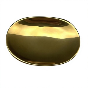 Ensemble de salle de bain moderne, résistant à l'eau, en laiton, porte-savon ovale, facile à transporter, finition dorée, plateau à savon durable, décoration intérieure de luxe - Product Image 1