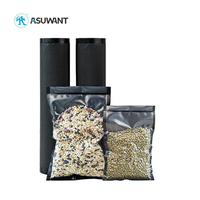 Vente en gros de sac pochette sous vide transparent en PE transparent noir sur un côté personnalisé pour la viande