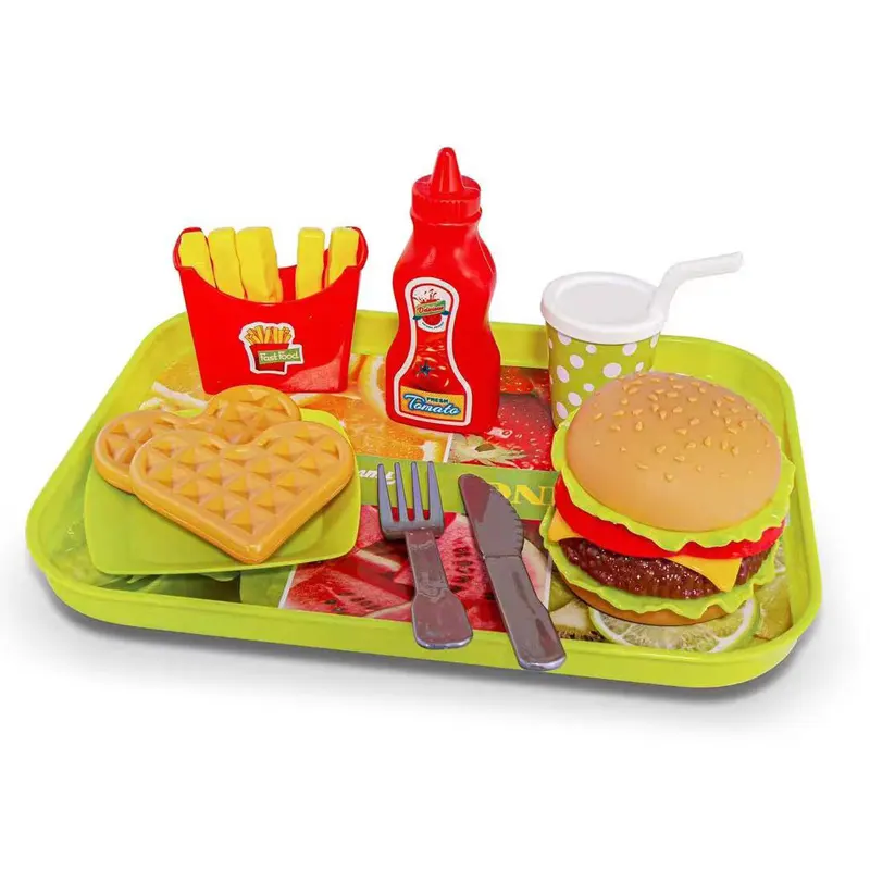 New Style Pretend Play Preschool Kitchen Games Kids Fast Food Toys Set Hamburger French Fries Model Kitchen Toys