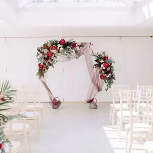 Gỗ đám cưới arches Heptagonal vòm buổi lễ Đảng backdrop hoa đứng tháng mười hai phong cách retro khung đứng nền