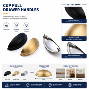 Koppalive Modern Design Brass Cabinet Cup <strong>Pulls</strong> Shell Shape Bin Furniture Kitchen Drawer Handles for Dresser &amp; Wardrobe - Product Image 2