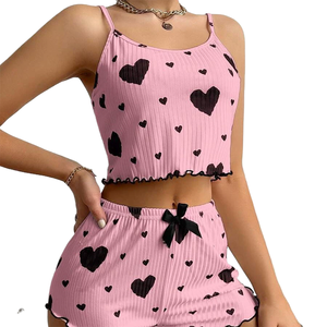 2025 san valentino dolci nuove donne a casa girocollo vestiti <span class=keywords><strong>con</strong></span> cuore d'amore stampati pantaloncini Lingerie <span class=keywords><strong>pigiama</strong></span> donna - Product Image 2