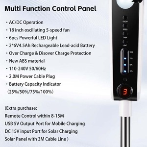 Wholesale Rechargeable <strong>Fan</strong> 16 18 Inch Solar Electric <strong>Fan</strong> <strong>Floor</strong> <strong>Standing</strong> <strong>Fan</strong> with Remote Control <strong>Led</strong> Light Solar Panel - Product Image 4