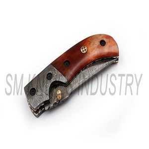 Color Camel <b>Bone</b> <b>Handle</b> Grip Hand Made Damascus Folding pocket <b>Knife</b> (smk1221) - Product Image 6