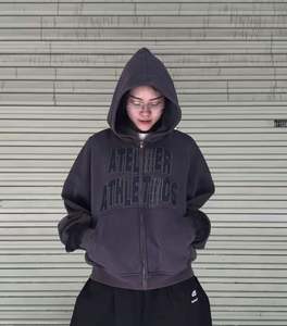 เสื้อครอปมีฮู้ดสำหรับผู้ชายผ้าเฟรนช์ซีดแบบกรดเสื้อผ้าแนวสตรีทสำหรับฤดูหนาว - Product Image 6