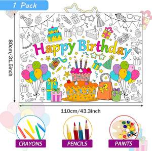Póster Educativo <span class=keywords><strong>de</strong></span> Papel para Colorear Personalizado con Diseño <span class=keywords><strong>de</strong></span> Feliz <span class=keywords><strong>Cumpleaños</strong></span> para Niños, Uso en el Aula, Tamaño Gigante, Decoración <span class=keywords><strong>de</strong></span> Pared o Mesa - Product Image 2