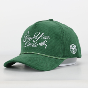 Casquette de baseball verte personnalisée pour adultes, 5 panneaux, fermeture snapback, logo brodé, design structuré style Dad Hat, en velours côtelé avec cordon – pour usage extérieur - Product Image 2